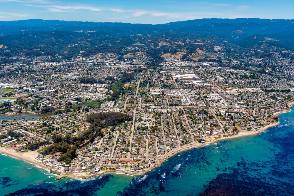 View of Ocean-front homes along the coast